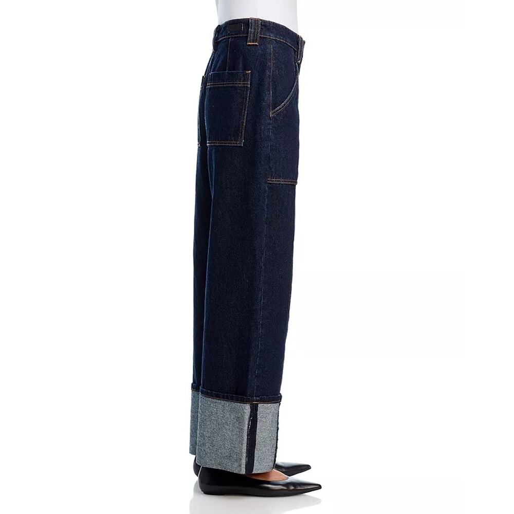 BlankNYC Women Deep Down Dark Wash Denim Wide Leg Utility Jeans Size 25 - Picture 2 of 9